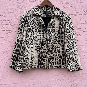 Louben Leopard Print Jacket Size 6 Black Tan